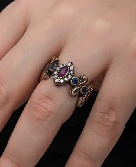 Gümüş Ayarlanabilen Otantik Mekik Kadın Yüzük