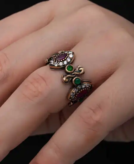 Gümüş Ayarlanabilen Otantik Mekik Kadın Yüzük