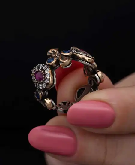 Gümüş Ayarlanabilen Otantik Mekik Kadın Yüzük