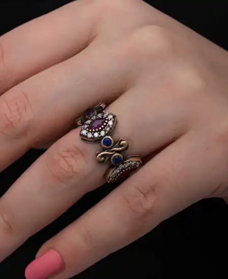 Gümüş Ayarlanabilen Otantik Mekik Kadın Yüzük