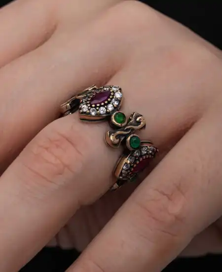 Gümüş Ayarlanabilen Otantik Mekik Kadın Yüzük