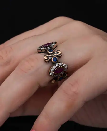 Gümüş Ayarlanabilen Otantik Mekik Kadın Yüzük