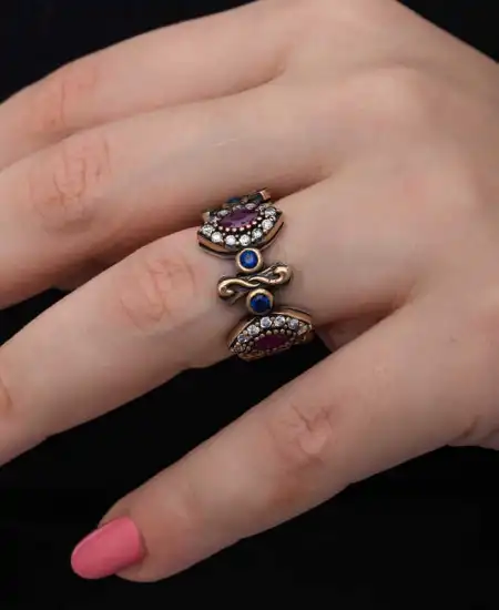 Gümüş Ayarlanabilen Otantik Mekik Kadın Yüzük