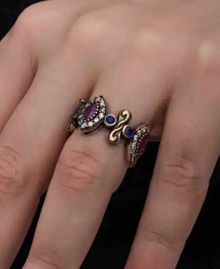 Gümüş Ayarlanabilen Otantik Mekik Kadın Yüzük