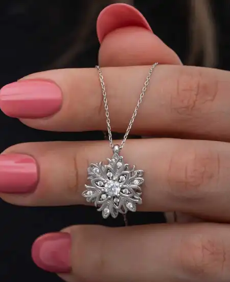 Gümüş Ayarlanabilir Kar Tanesi Dönen Stres Kadın Set