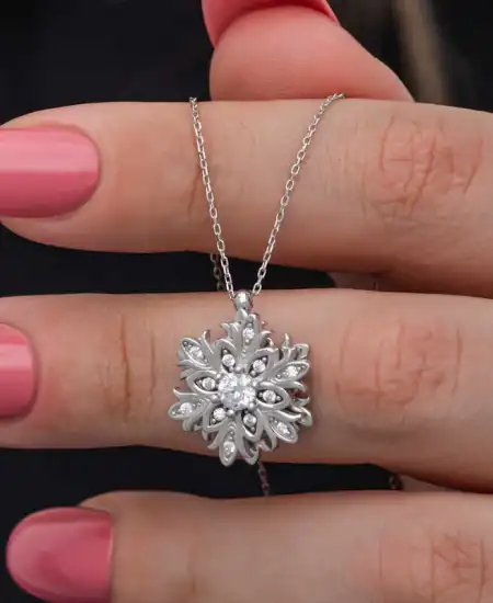 Gümüş Ayarlanabilir Kar Tanesi Dönen Stres Kadın Set