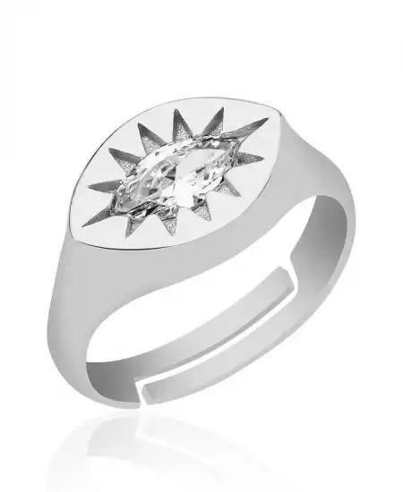Gümüş Ayarlanabilir Kuzey Yıldızı Şovalye Yüzük