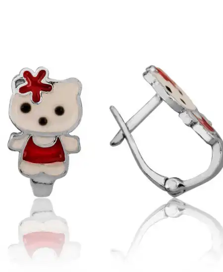 Gümüş Ayıcık Çocuk Küpesi