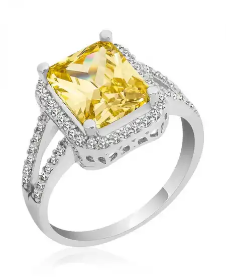 Gümüş Baget Kare Bayan Yüzük