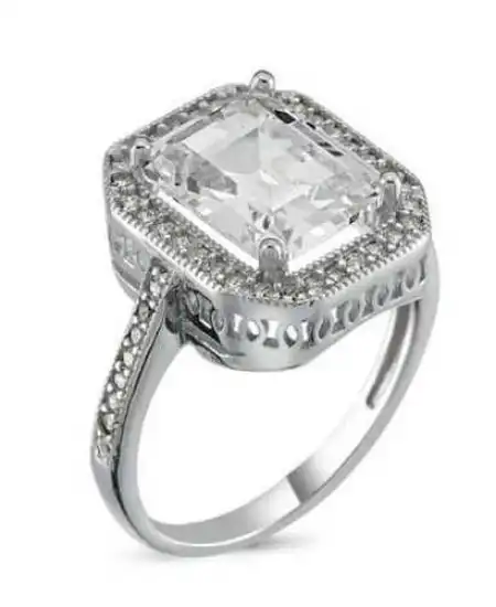 Gümüş Baget Kare Bayan Yüzük