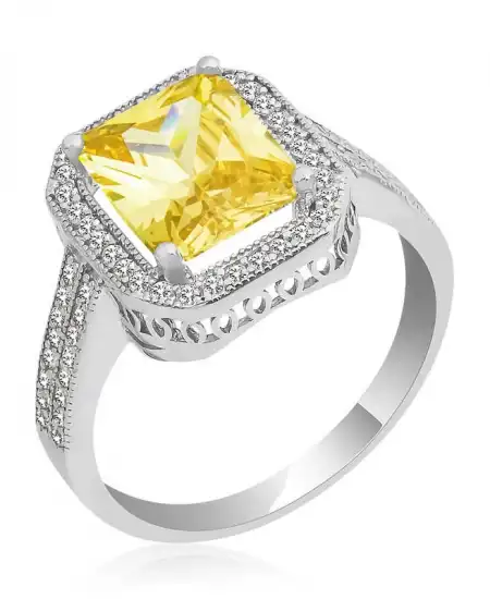 Gümüş Baget Kare Bayan Yüzük