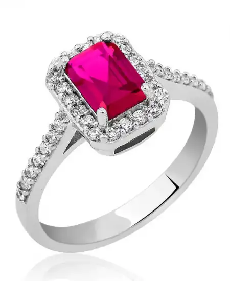 Gümüş Baget Kare Bayan Yüzük