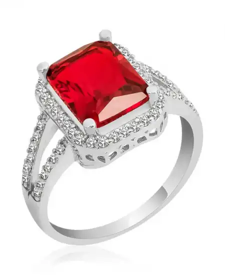 Gümüş Baget Kare Bayan Yüzük