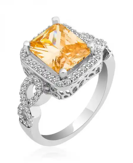 Gümüş Baget Kare Bayan Yüzük