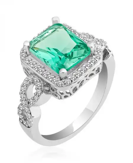 Gümüş Baget Kare Bayan Yüzük