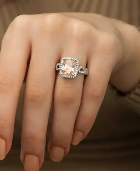 Gümüş Baget Kare Bayan Yüzük