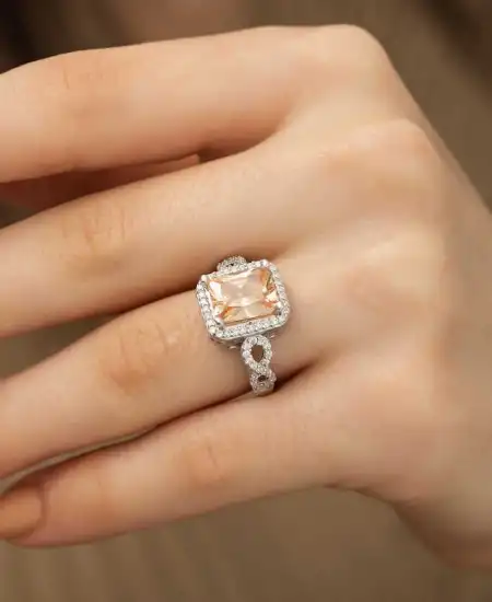 Gümüş Baget Kare Bayan Yüzük