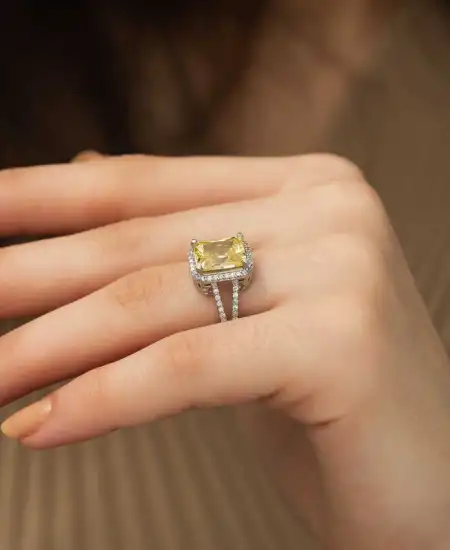 Gümüş Baget Kare Bayan Yüzük