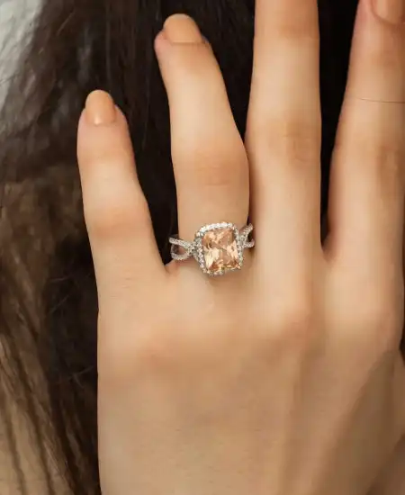 Gümüş Baget Kare Bayan Yüzük