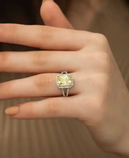 Gümüş Baget Kare Bayan Yüzük