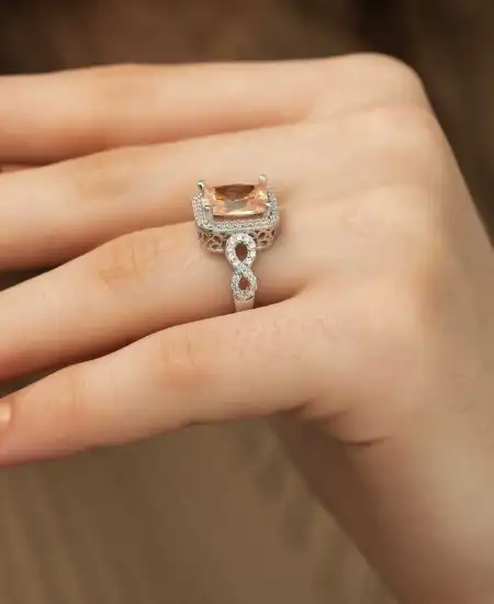 Gümüş Baget Kare Bayan Yüzük