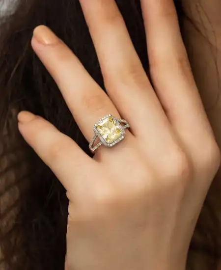 Gümüş Baget Kare Bayan Yüzük