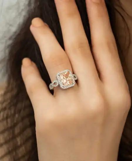 Gümüş Baget Kare Bayan Yüzük