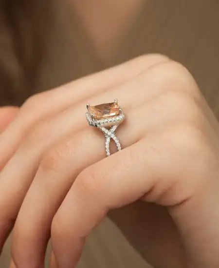 Gümüş Baget Kare Bayan Yüzük