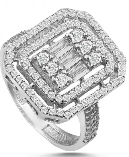 Gümüş Baget Kesim Kadın Yüzük