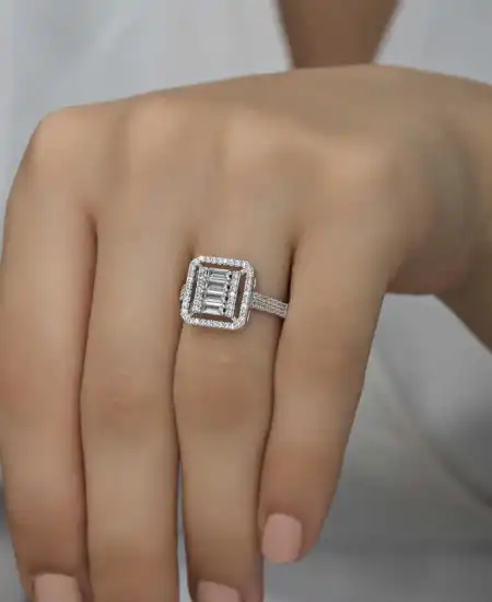 Gümüş Baget Kesim Kadın Yüzük