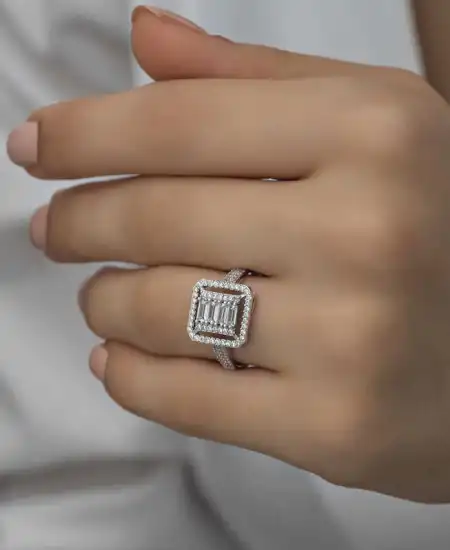 Gümüş Baget Kesim Kadın Yüzük