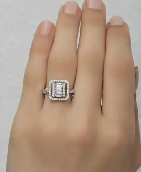 Gümüş Baget Kesim Kadın Yüzük