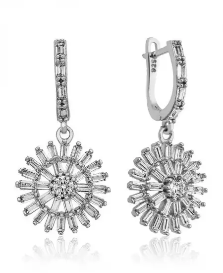 Gümüş Baget Taşlı Bayan Küpe