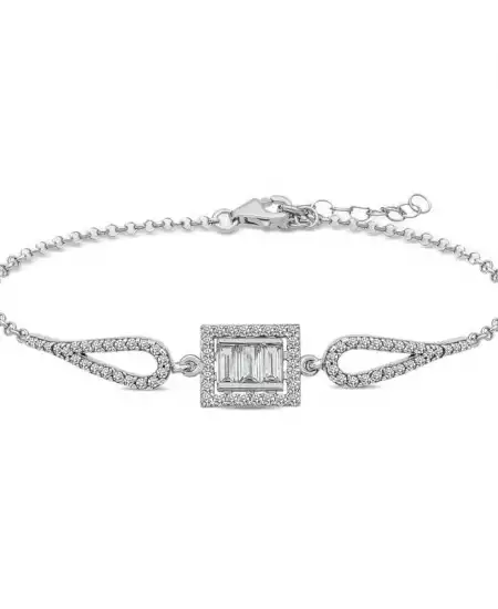 Gümüş Baget Taşlı Bileklik