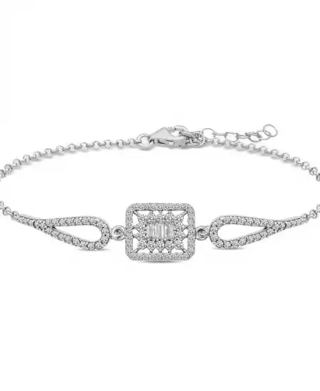 Gümüş Baget Taşlı Bileklik