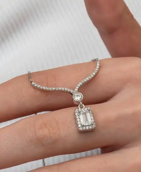 Gümüş Baget Taşlı Gerdanlık Model Kadın Kolye