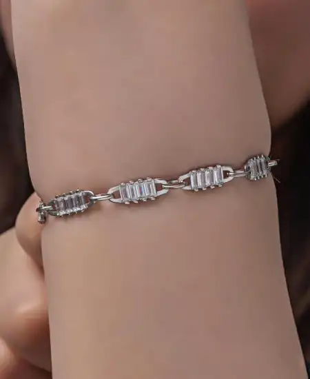 Gümüş Baget Taşlı Kadın Bileklik