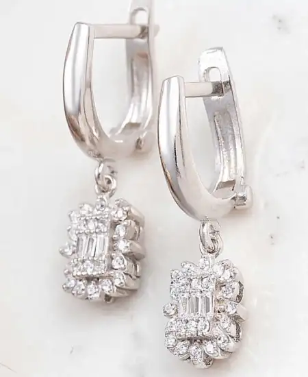 Gümüş Baget Taşlı Kadın Küpe