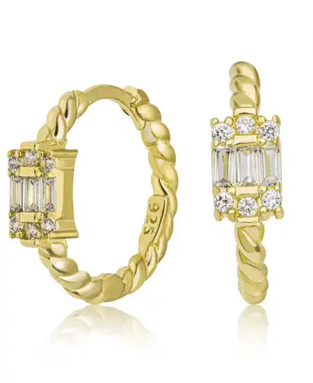 Gümüş Baget Taşlı Kadın Küpe