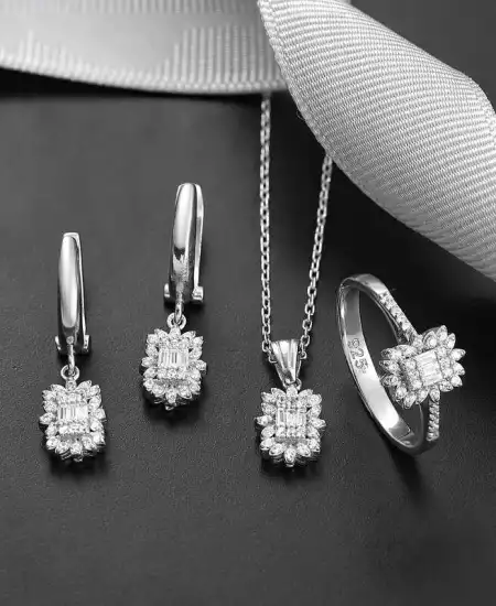 Gümüş Baget Taşlı Kadın Set