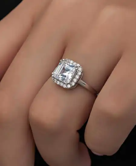 Gümüş Baget Taşlı Kadın Yüzük