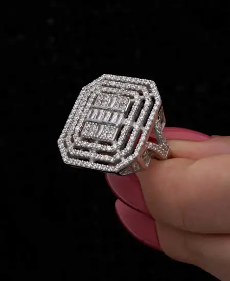 Gümüş Baget Taşlı Kadın Yüzük