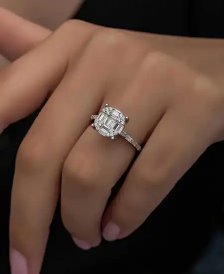 Gümüş Baget Taşlı Kadın Yüzük