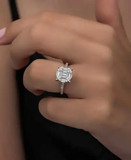 Gümüş Baget Taşlı Kadın Yüzük