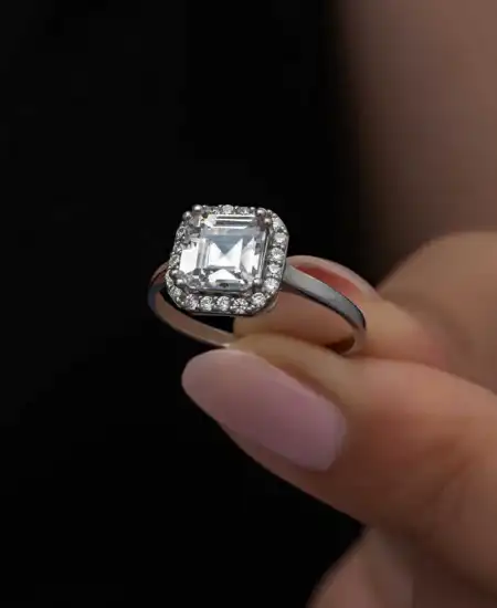 Gümüş Baget Taşlı Kadın Yüzük