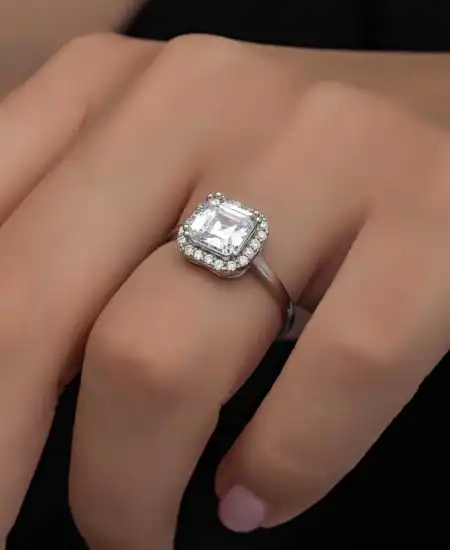 Gümüş Baget Taşlı Kadın Yüzük