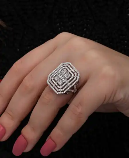 Gümüş Baget Taşlı Kadın Yüzük