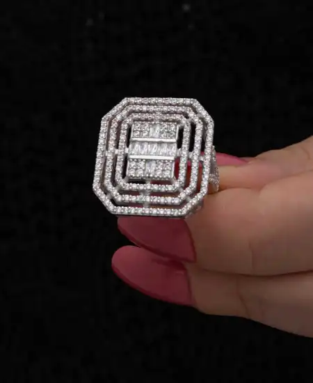 Gümüş Baget Taşlı Kadın Yüzük