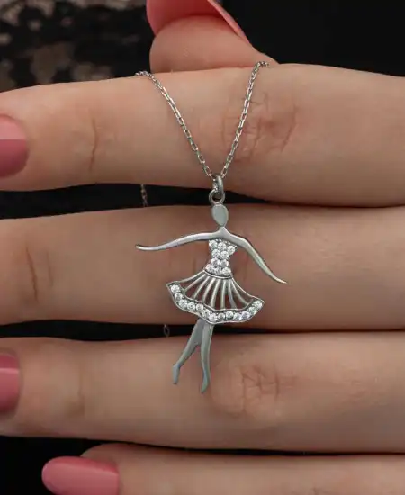 Gümüş Balerin Kadın Kolye