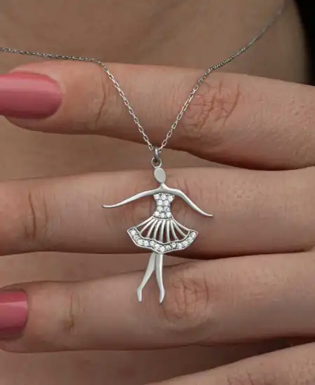 Gümüş Balerin Kadın Kolye